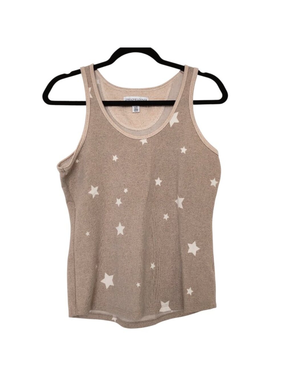 Live Love Lounge Beige Star Print Sleeveless PJ Tank Top S